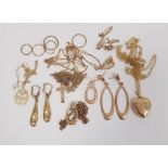 9ct gold chain link necklace and others, gold and gold-coloured, variously marked (2 boxes)