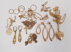 9ct gold chain link necklace and others, gold and gold-coloured, variously marked (2 boxes)