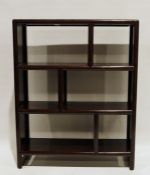 Eastern hardwood shelving unit, 98cm x 125cm