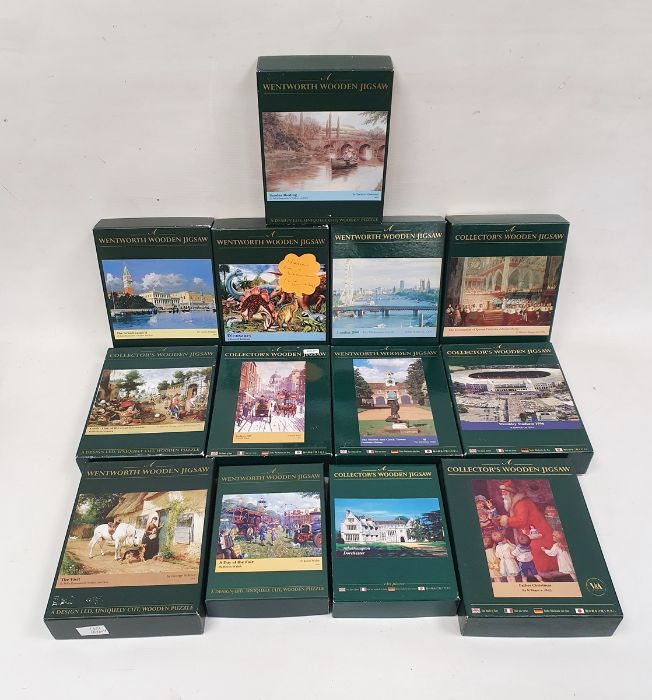 Vintage puzzles, assortment of The Wentworth wooden jigsaw puzzles, etc (1 box)