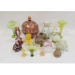 Collection of Continental coloured and enamelled glassware, late 19th century and later, including a