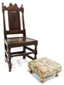 Charles II style chair and a modern footstool (2)