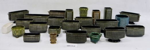 Large collection of Sylvac vases and planters, circa 1960, impressed marks, each moulded with panels