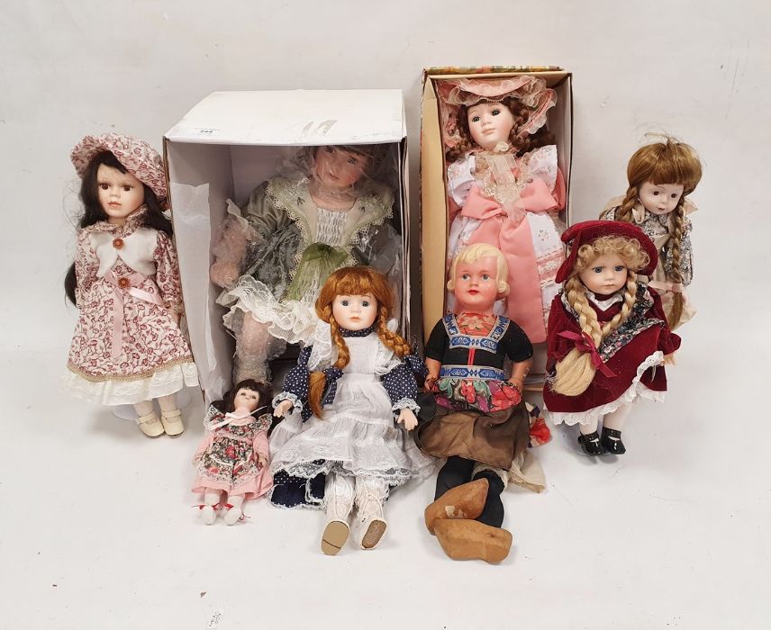 Modern model porcelain headed and other dolls