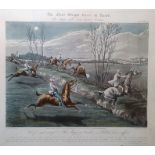 After Henry Alken  Coloured engravings "The First Steeple Chase on Record", plates I, II, III and IV