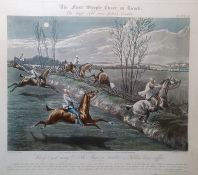 After Henry Alken  Coloured engravings "The First Steeple Chase on Record", plates I, II, III and IV