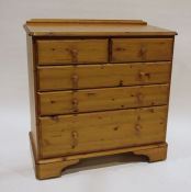 20th century pine chest of two short over three long graduated drawers, on bracket feet, 87cm x 87cm