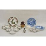 Collection of pottery and porcelain, circa 1780 and later, including four New Hall-style tea bowls