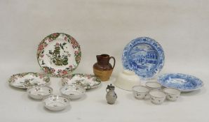 Collection of pottery and porcelain, circa 1780 and later, including four New Hall-style tea bowls