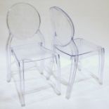 Pair of modern clear perspex chairs (2)