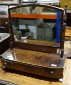 19th century mahogany dressing table mirror, the base with three drawers