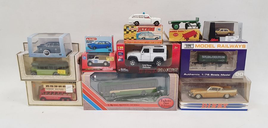 Assorted diecast model cars to include Dinky Toys moto cart, Dinky Toys Commer, Dinky Toys Bedford