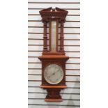 Aneroid barometer/thermometer in mahogany case, 94cm high