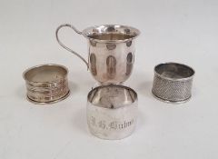 Sterling silver child's cup, monogram engraved and footed, 2ozt approx. and three various silver