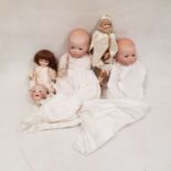 Two Armand Marseille baby dolls, Schoenau and Hoffmeister marotte (musical) doll, Demalcol doll,