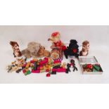 Selection of vintage soft toys and other collectables including battery operated Elephant with
