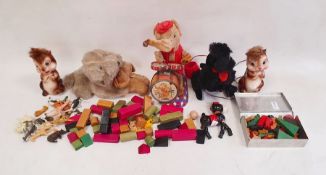 Selection of vintage soft toys and other collectables including battery operated Elephant with