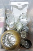 Pair of Rosenthal Studioline glass candlesticks and assorted glass candle holders (1 box)
