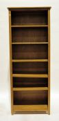 Modern oak open bookcase, W 75cm x H 190.5cm X D 35cm