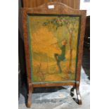 20th century firescreen with painted decoration