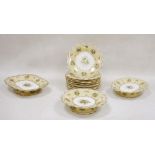 Staffordshire porcelain part dessert service, mid 19th century, impressed registration lozenge and