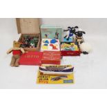 Assorted items to include Merit microscope set, plastic cowboys and indians, Shaun the Sheep