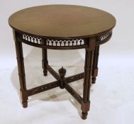 20th century mahogany circular occasional table on turned block saltire stretchers (Section of under