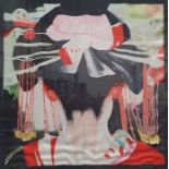 20th century school Painting on fabric Geisha, unsigned, approx. 87cm x 87cm
