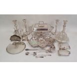 Electroplated wares to include candlesticks, cruet set, tray, etc and a WMF silver-plated and