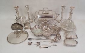 Electroplated wares to include candlesticks, cruet set, tray, etc and a WMF silver-plated and