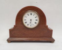 ***** WITHDRAWN ***** 20th century mahogany and satinwood strung mantel clock with Roman numerals to