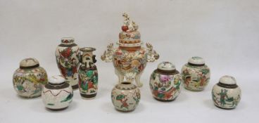 Collection of Japanese porcelain vases, late 19th/early 20th century, including a Satsuma vase and