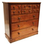 19th century Scottish mahogany chest, the rectangular top with rounded front corners and moulded