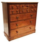 19th century Scottish mahogany chest, the rectangular top with rounded front corners and moulded