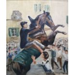 Rosemary Richardson (20th century) Oil on canvas "The Dancing Horse Spanish Fiesta", signed and