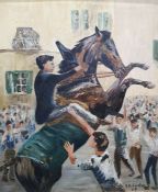 Rosemary Richardson (20th century) Oil on canvas "The Dancing Horse Spanish Fiesta", signed and