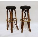 Two bentwood breakfast bar stools with modern upholstered seats (2)