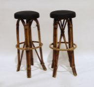 Two bentwood breakfast bar stools with modern upholstered seats (2)