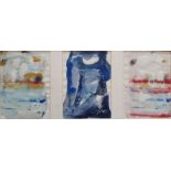 Attributed to Joanna Casey  Set of three watercolours Abstracts, unsigned, pen inscription verso '