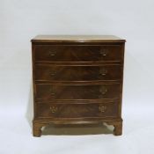 Modern Georgian-style mahogany bowfront chest of four long drawers, on bracket feet, 78cm x 85cm