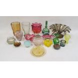 Collection of Czechoslovakian and Bohemian coloured glassware, including a group of studio art glass