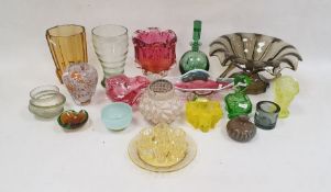 Collection of Czechoslovakian and Bohemian coloured glassware, including a group of studio art glass