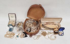 Large quantity of simulated pearls, marcasite, diamante and other costume jewellery including