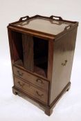 19th century mahogany commode with tray top above tambour front, pull-out commode drawer, on bracket