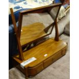 19th century mahogany dressing mirror with platform base with three drawers, on turned supports