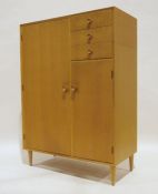 Mid-century modern Meredew oak compactum wardrobe with hanging space, three drawers, the top one