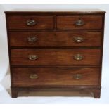 19th century mahogany chest of two short over three long drawers, on bracket feet, 107.5cm x 102cm