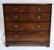 19th century mahogany chest of two short over three long drawers, on bracket feet, 107.5cm x 102cm