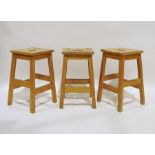 Set of six beech seated school-type stools (6)  Condition Report Approx. Height: 56cm. Wear