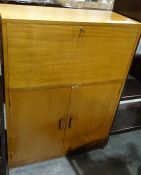 Mid-century modern teak secretaire with two cupboard doors under, 81cm x 109cm